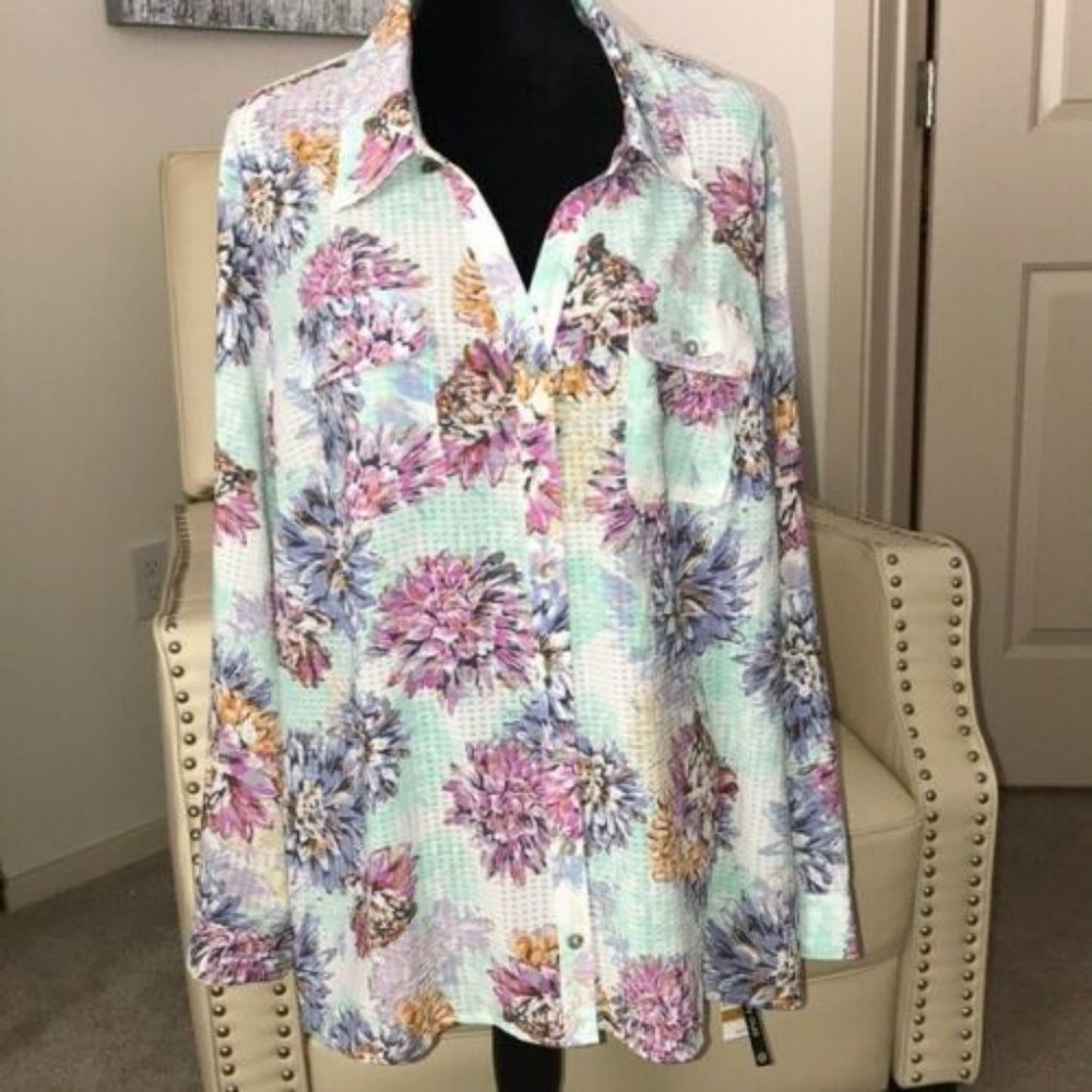 3x Studio Works Sheer Floral Blouse NWT